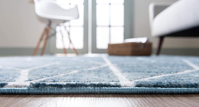 Rugs.com Lattice Trellis Collection Rug – 9' x 12' Blue Low-Pile Rug Perfect - Image 6
