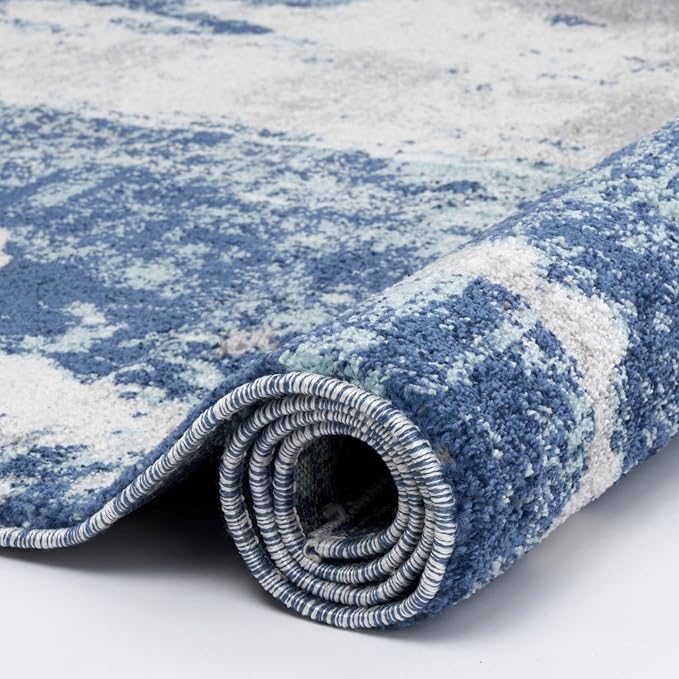 LUXE WEAVERS Euston Collection D.Blue-L.Blue 6x9 Modern Abstract Area Rug - Image 4