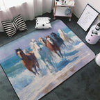 Horse Run Gallop in Waves Ocean Area Rug Washable Outdoor Rugs Anti-Slip Soft - Image 2
