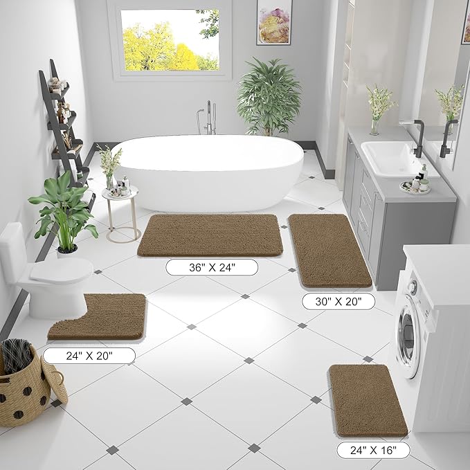 OLANLY Bathroom Rugs 36x24, Extra Soft Absorbent Chenille Bath Rugs, Rubber - Image 8