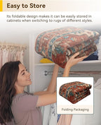 Area Rugs 2'x3' Washable Non-Slip, Floral Vintage Distress Print Pattern - Image 5