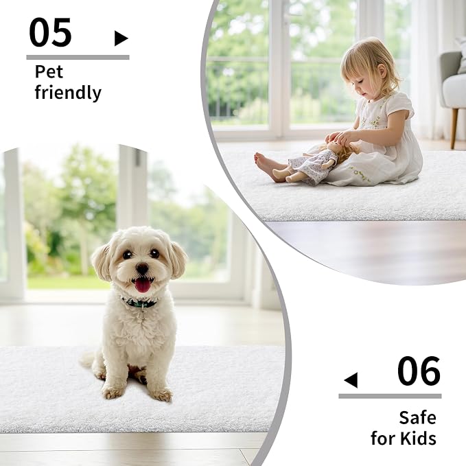 White Bathroom Runner Rug 24x59 Non Slip Fluffy Long Bath Mat - Image 6