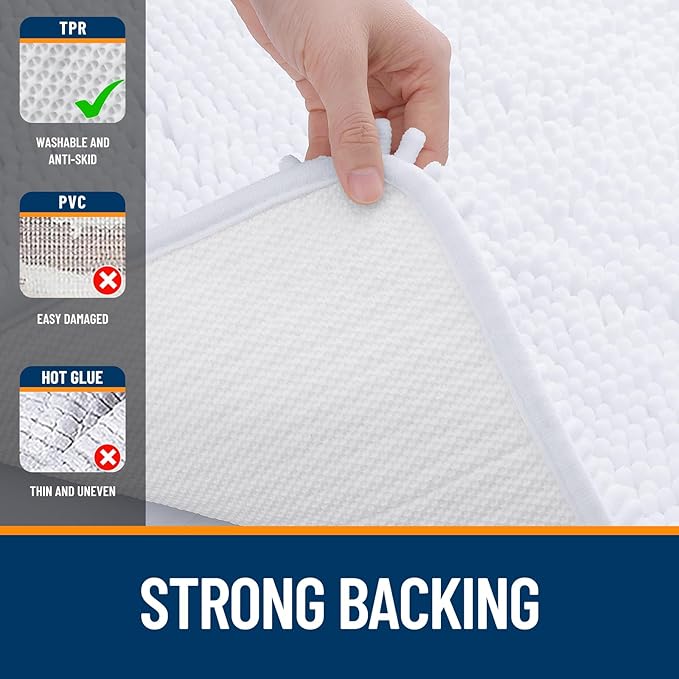 OLANLY Bathroom Rugs 50x30, Extra Soft Absorbent Chenille Bath Rugs, Rubber - Image 6