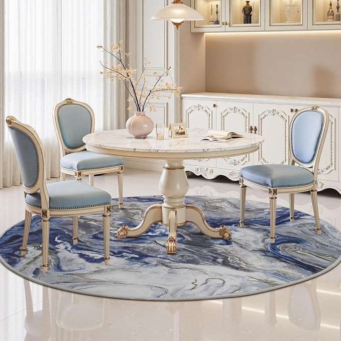 6x6 Round Area Rugs for Living Room, Modern Abstract Rug for Bedroom, - Image 3