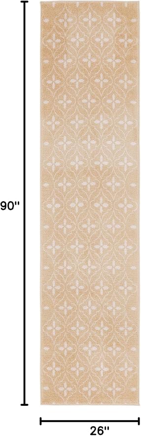Nourison Home Essentials Indoor/Outdoor Beige Ivory 2'2" x 7'6" Area -Rug - Image 2