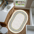 Off White Black Gold Indoor Rugs Modern Minimalist Abstract Geometric Pattern - Image 3