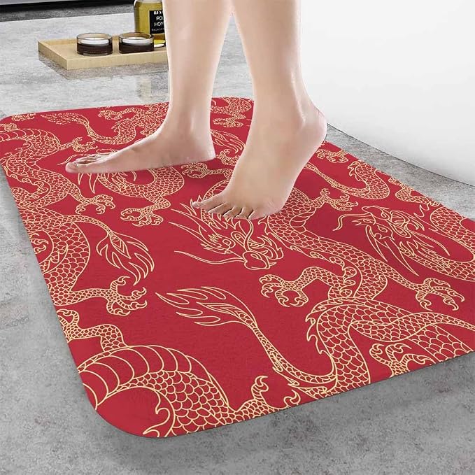Dragon Bath Mat for Bathroom Traditional Flying Mascot Animal Chinese Dragons - Image 2