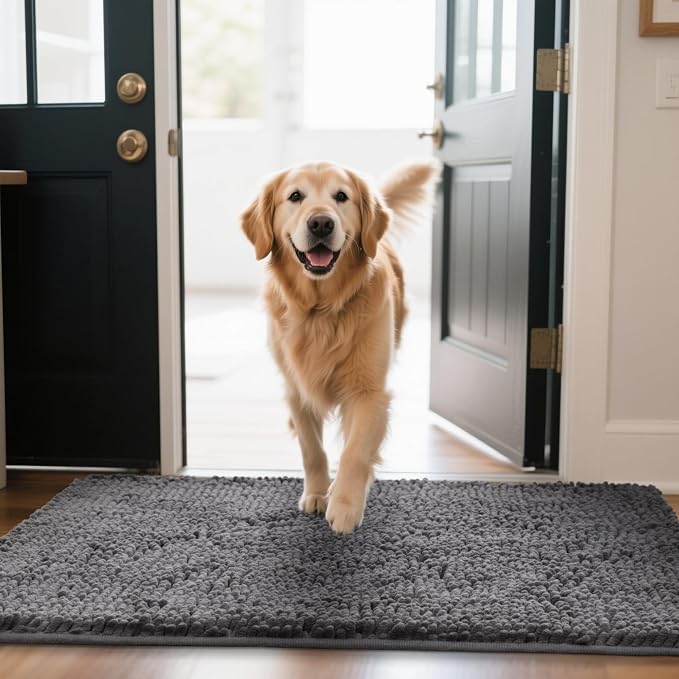 Chenille Absorbent Front Door Mat 60" x 24", Dog Door Mat - Image 7