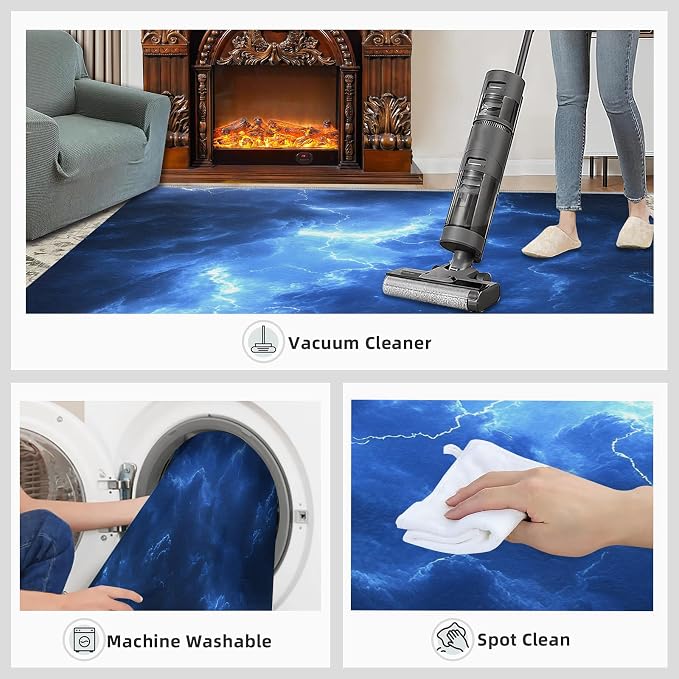 5x7 Dark Clouds Lightning Rugs for Bedroom - Image 7