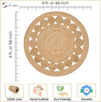Savi Home Jute Area Rug Handwoven- 4 feet Round- Natural Beige - Image 3