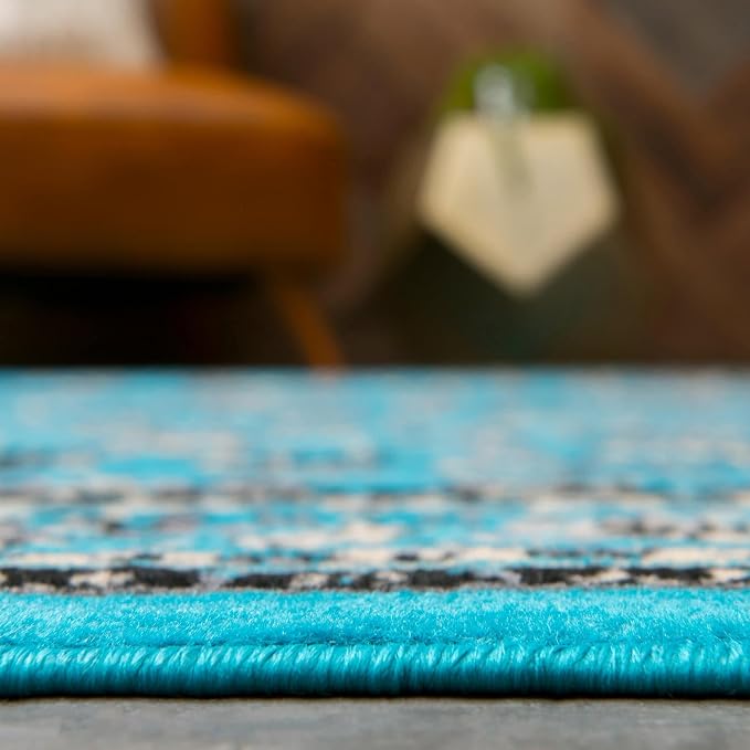 Rugs.com Yasmin Collection Rug – 5' x 8' Turquoise Medium Rug Perfect - Image 9