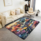 Dragonfly 5x7 Area Rug Colorful Flowers Living Room Rug | Watercolor Beetles - Image 6