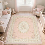 Nursery Rug for Baby Girl, Cute Pink 4x6 Area Rugs for Bedroom Non Slip by Zarvenda