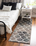 Rugs.com Lattice Frieze Collection Rug – 2' 7 x 12' Runner Blue Multi Medium by Rugscom