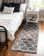Rugs.com Lattice Frieze Collection Rug – 2' 7 x 12' Runner Blue Multi Medium by Rugscom
