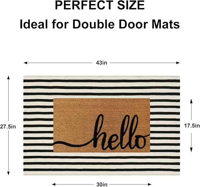 Black and White Striped Rugs 2.3'x3.6', Washable Hand Woven Front Door Rug - Image 2