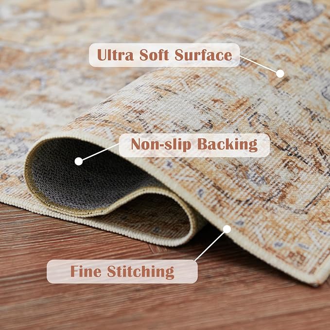 jinchan Kelda Runner Rug 3x8 Vintage Hallway Rug Washable Runner Retro Floor - Image 2