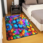 Colorful Butterfly 3x5 Area Rug Rainbow Flowers Rugs - Image 3