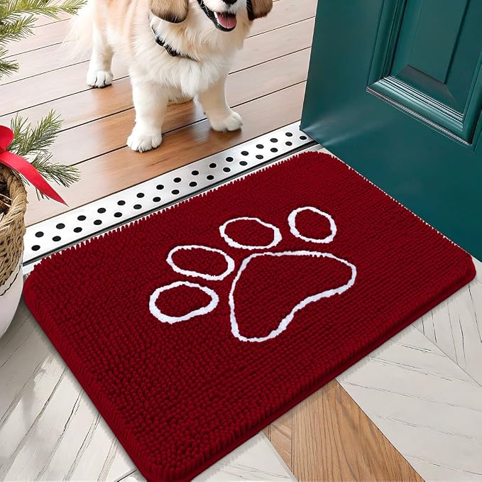 OLANLY Dog Door Mat for Muddy Paws 24x16, Paw Print Design, Absorbs Moisture by OLANLY