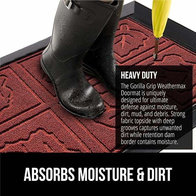 GORILLA GRIP 100% Waterproof All-Season WeatherMax Doormat, US Designed Natural - Image 4