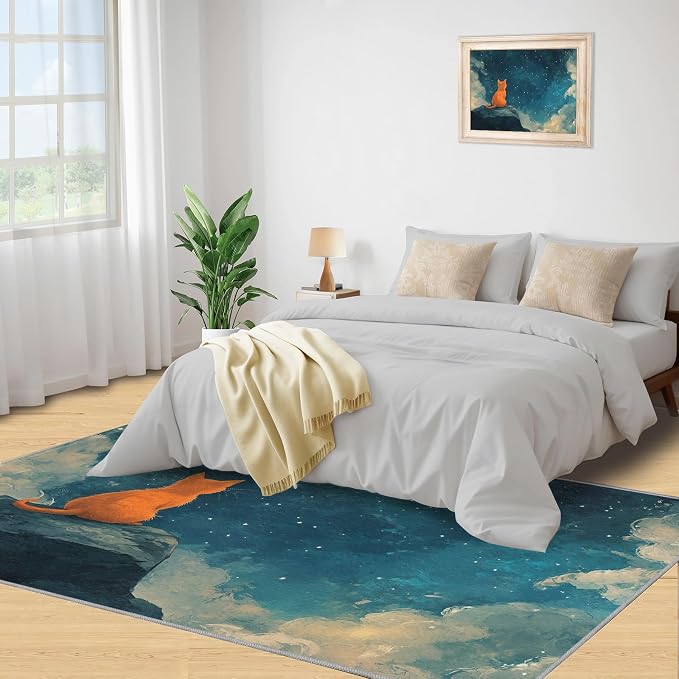 Orange Cat Rugs for Bedroom - Image 4