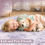 Wonnitar Floral Bow Print Purple Rug, 5x7 Washable Rug - Image 4