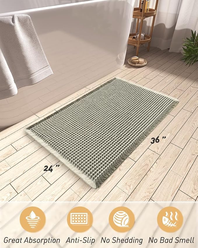 AMOAMI Upgraded Waffle Bath Mat, Super Absorbent Non Slip Bath Mats - Image 2