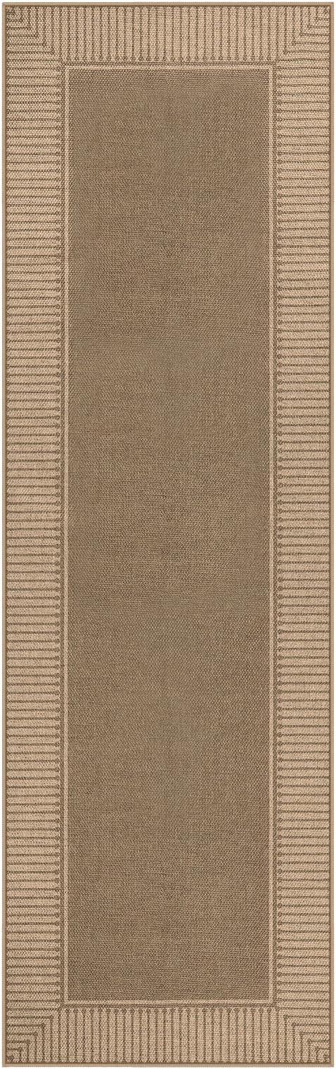 Moynesa Brown Striped Border Easy Jute Runner Rugs 2.5x8, Indoor Outdoor - Image 8
