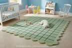 Mint Green Scalloped Edge Wool Area Rug - Image 2