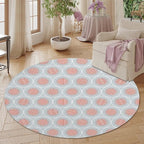 Circle Geometric Print Round Rug Vintage Blue Pink Area Rug Washable 3ft Circle - Image 5