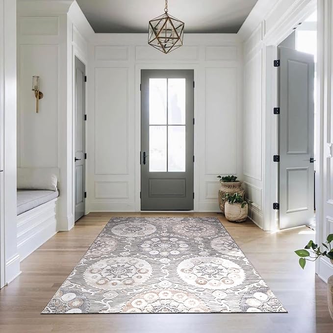 CAMILSON Indoor Outdoor Rug 10x14 Bohemian Medallion Floral Area Rugs - Image 5