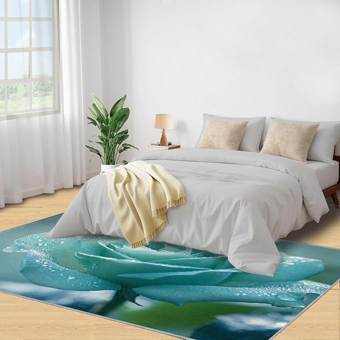 4x6 Blue-Rose Cafe Rug - Image 4