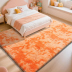 Mottling Orange Fluffy Rug Shaggy Area Rug, 4x6 Area Rugs - Image 3
