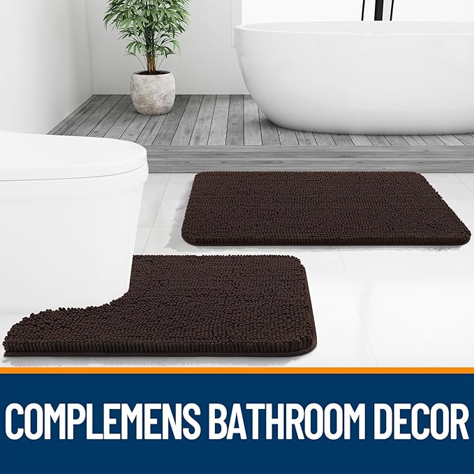 OLANLY Bathroom Rugs 44x32, Extra Soft Absorbent Chenille Bath Rugs, Rubber - Image 7