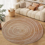 Tree Stump Growth Rings Washable Round Rugs Wood Color Texture Circle Rugs - Image 3