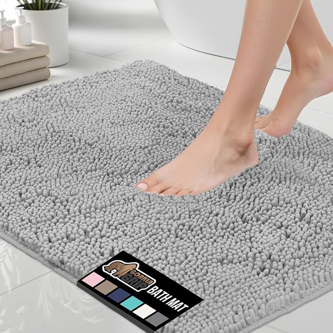 GORILLA GRIP Bath Rug Mat 48x17, Soft Absorbent Chenille, Quick Dry Microfiber by GorillaGrip