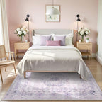 Wonnitar Floral Bow Print Purple Rug, 5x7 Washable Rug - Image 7