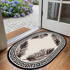 Light Beige Tan Black Greek Key Pattern Bordered Large Rugs - Image 4