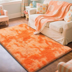 Mottling Orange Fluffy Rug Shaggy Area Rug, 4x6 Area Rugs - Image 2
