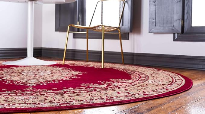 Unique Loom Reza Collection Traditional Persian Style Area Rug, Burgundy/Ivory - Image 4