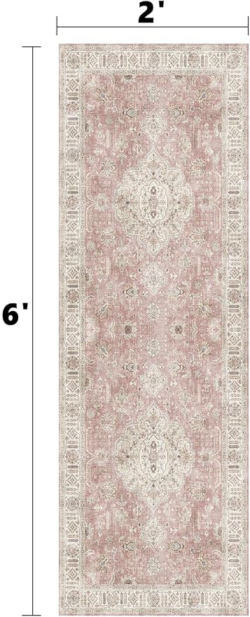 Washable Runner Rugs for Entrance 2x6 Non-Slip Hallway Runner Rugs Vintage - Image 2