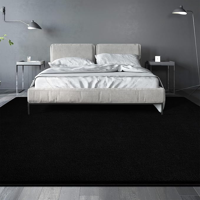 Large Area Rugs for Living Room Bedroom, 7x10 Feet Black Rug, Minimalist Modern - Image 5