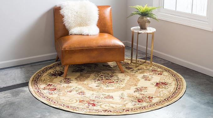 Rugs.com Chateau Collection Rug – 6 Ft Round Cream Medium Rug Perfect - Image 7