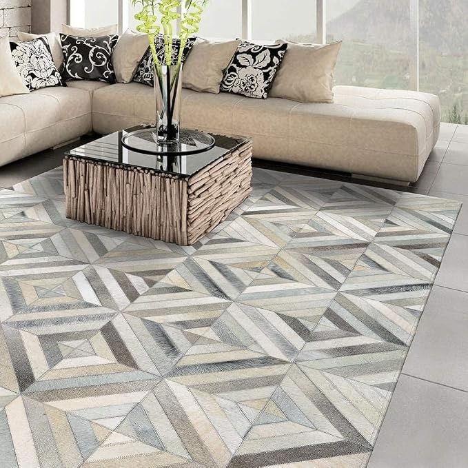Premium Diamond Patterned Leather Area Rug - Image 2
