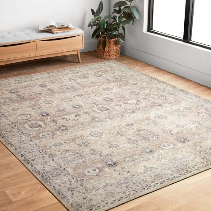 Loloi Hathaway Collection HTH-03 Java/Multi 2'-6" x 7'-6", .25" Thick Runner Rug - Image 3