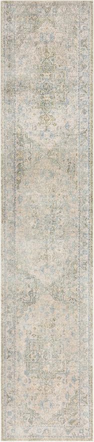 Nourison Home Astra Machine Washable Blue Green 2'2" x 10' Area Rug - Image 3