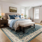 Large Vintage Area Rugs 9x12 for Living Room, Dark Distressed Medallion Printed - Image 4