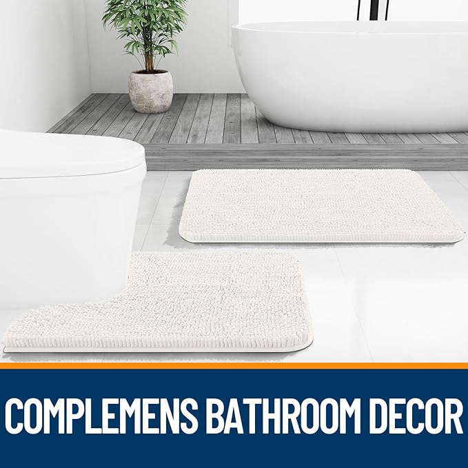 OLANLY Bathroom Rugs 40x32, Extra Soft Absorbent Chenille Bath Rugs, Rubber - Image 7