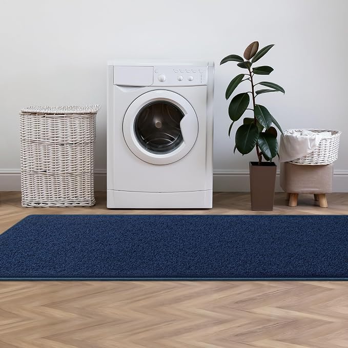 Runner Rug for Hallway, 2x8 Feet Non-Slip Washable Navy Blue Long Area Rug - Image 9