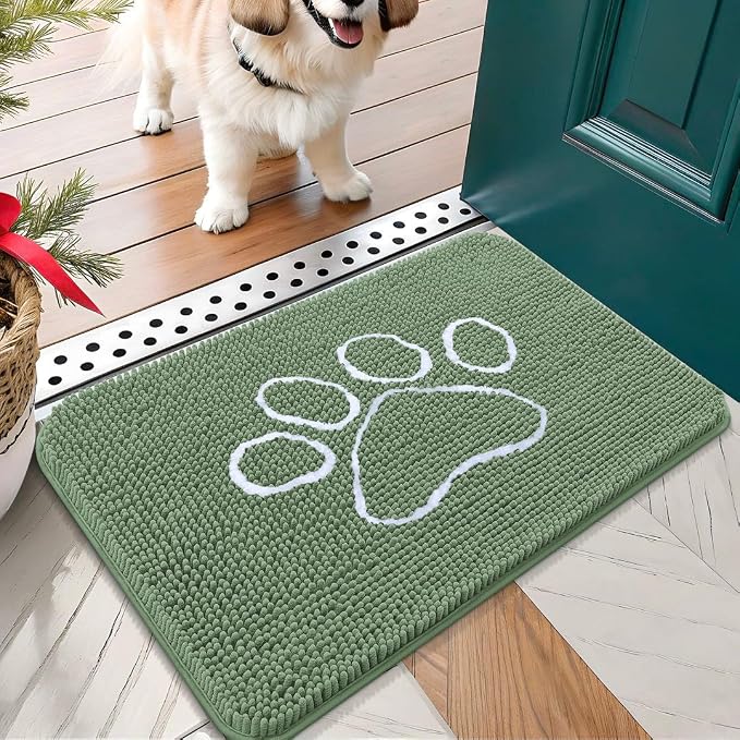 OLANLY Dog Door Mat for Muddy Paws 24x16, Paw Print Design, Absorbs Moisture by OLANLY